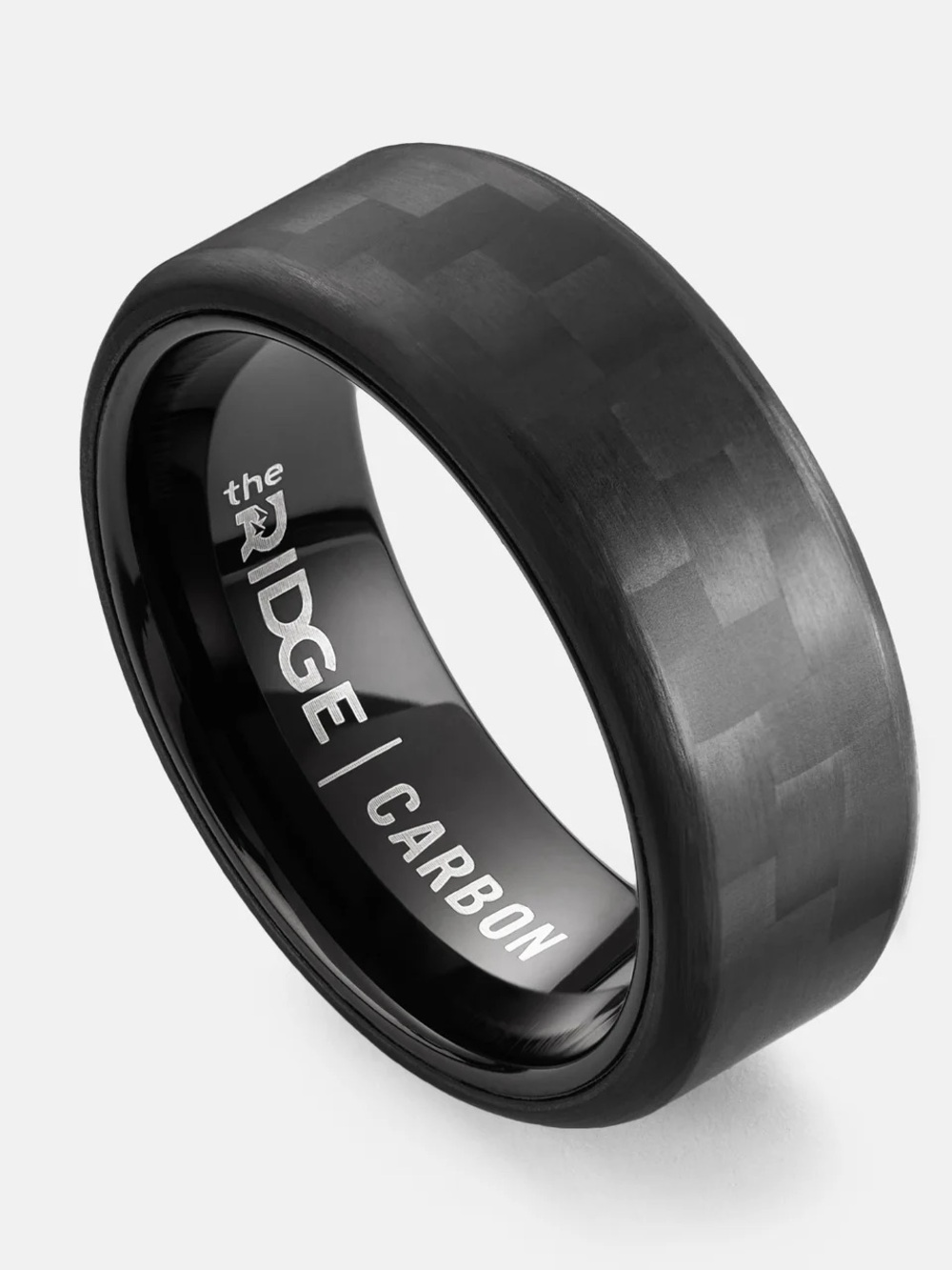 The Ridge 8mm Carbon Fiber 3K Black Men's Ring - Size 9